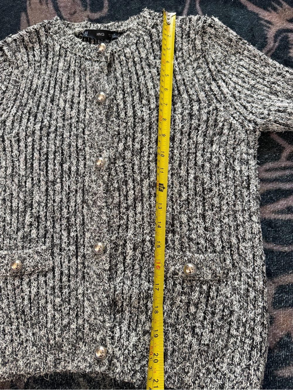 Mango‎ Silver-Gray Tweed Open-Front Jacket - Picture 10 of 12